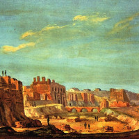 Il castello farnesiano dipinto da Paolo Boselli durante le demolizioni del 1848
