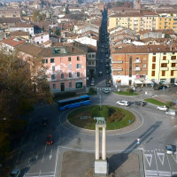 Veduta di Piazzale Roma e via Roma, partendo dalla Lupa